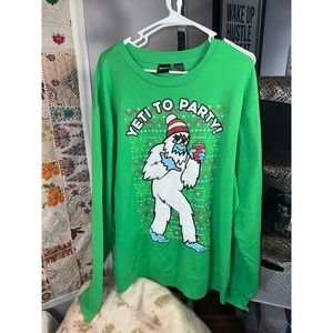 Tipsy Elves Green Yeti to Party Men's Sweater